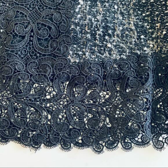 Zara speckled tweed raw edge lace detail top size Large - Picture 7 of 14